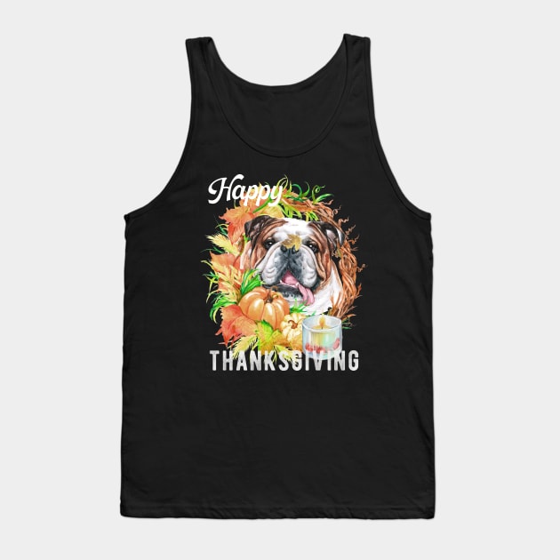 English Bulldog Dog Owner Thanksgiving Celebration Harvest Theme Tank Top by Sniffist Gang